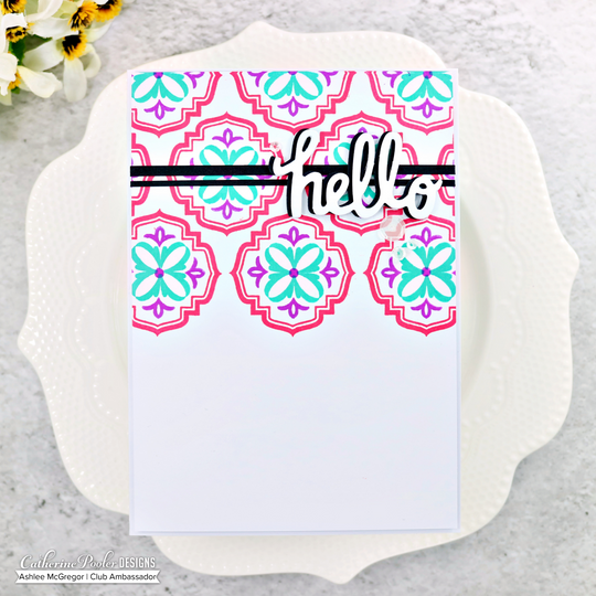 hello card with patterned background