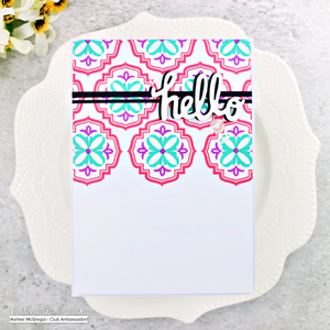 hello card with patterned background