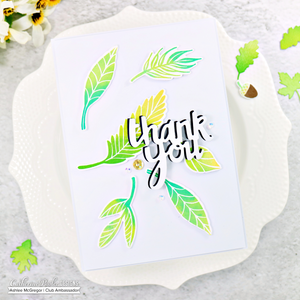 thank you card with leaves