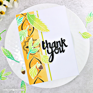 thank you card with leaves