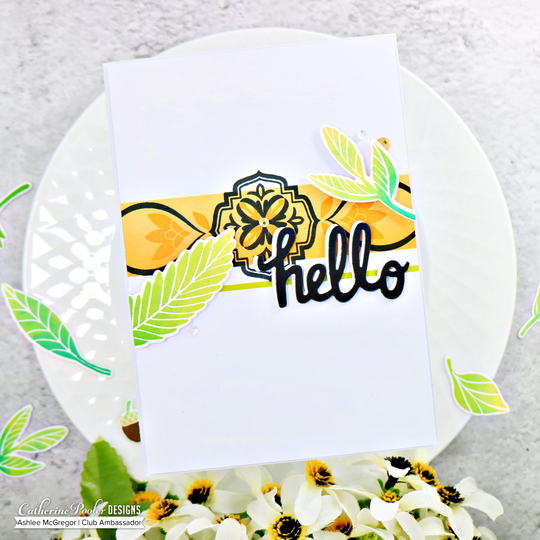 hello card with leaves