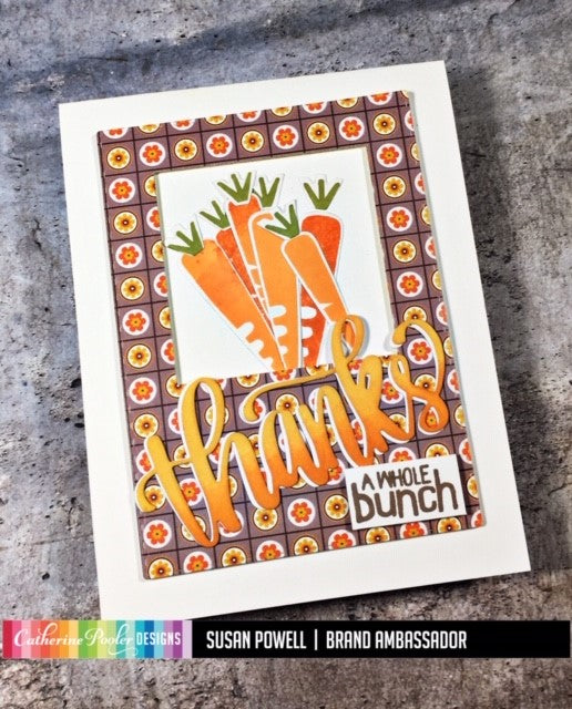 thanks a whole bunch card with carrots