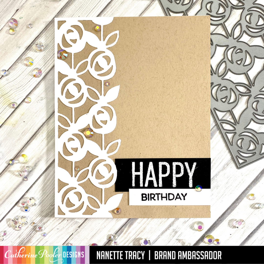 happy birthday card with wall flowers