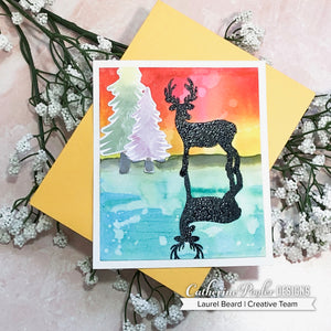 card with woodland scene with a deer