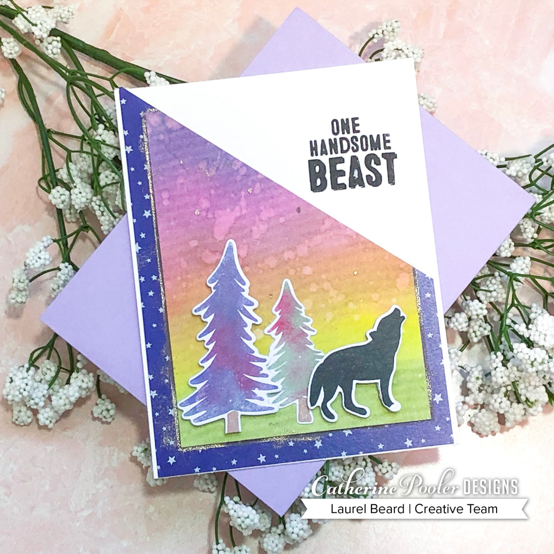 one handsome beast card with wolf