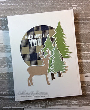 wild about you card with deer and trees