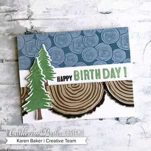 happy birthday card with wood slices