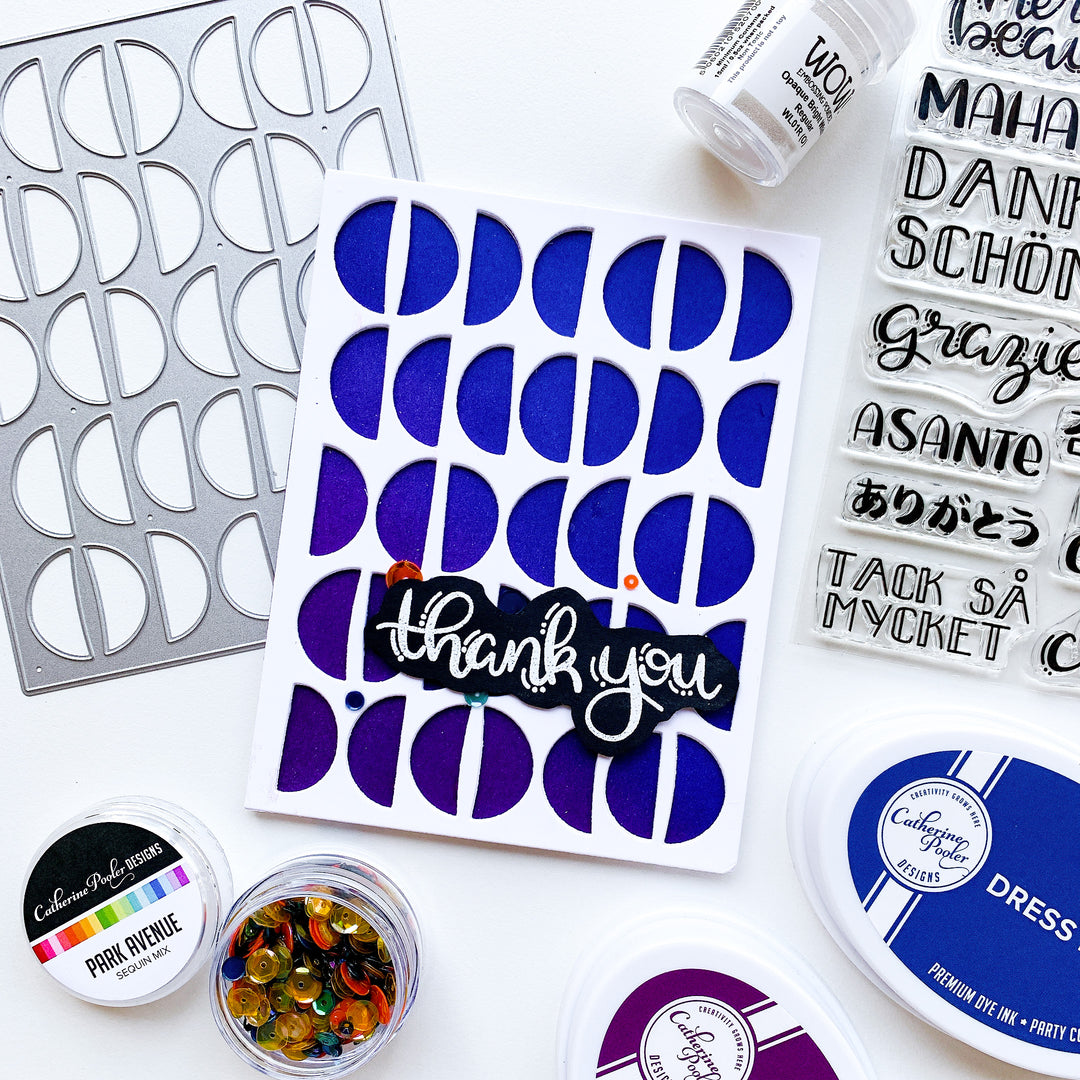 thank you card with half circle cover plate