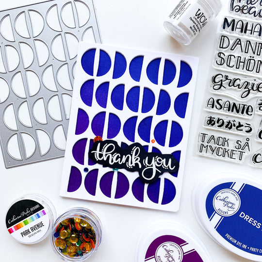 thank you card with half circle cover plate