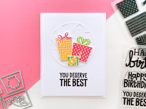 you deserve the best card with wrap it up stamps