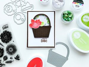 you're brave card with basket of flowers