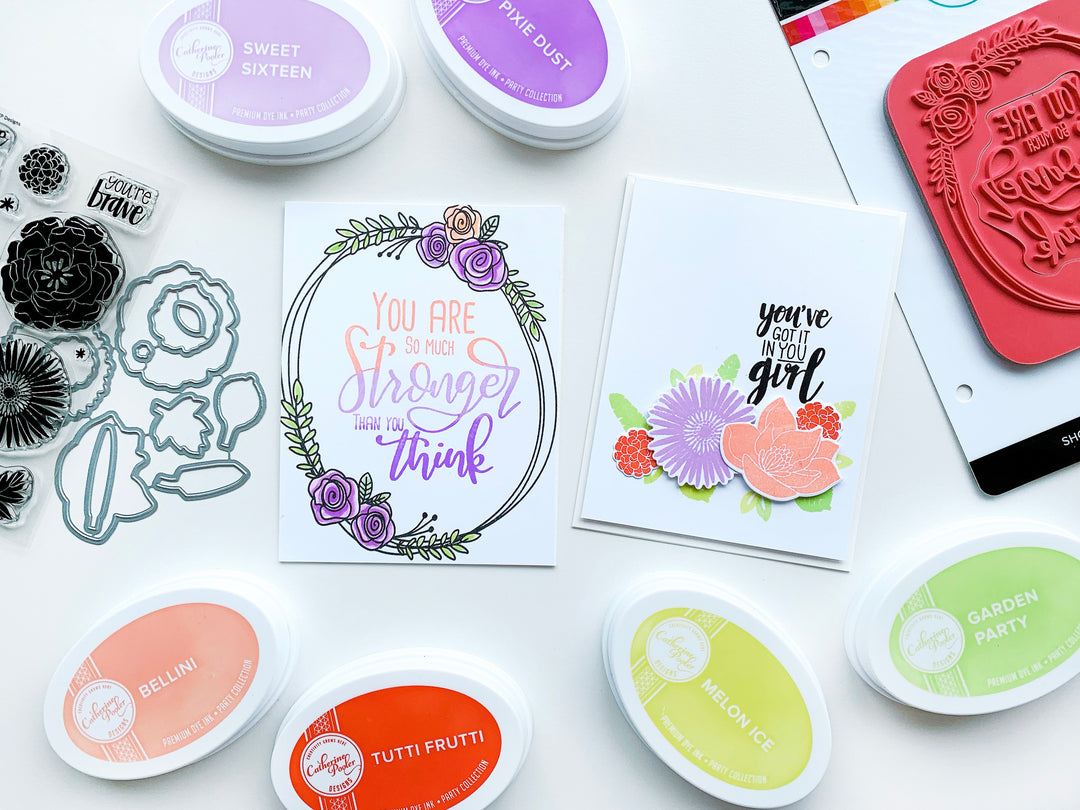 two cards made with You've Got Flowers Dies