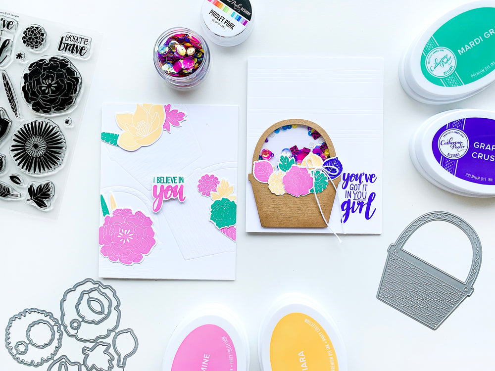two cards made with You've Got Flowers Dies