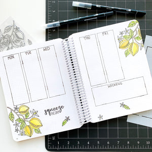 weekly calendar in canvo journal with zest bouquet stamps