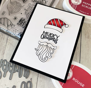 merry christmas card with santa stamps